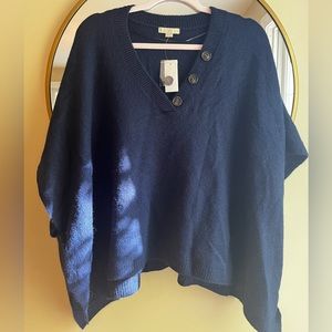 LOFT Button Neck Poncho